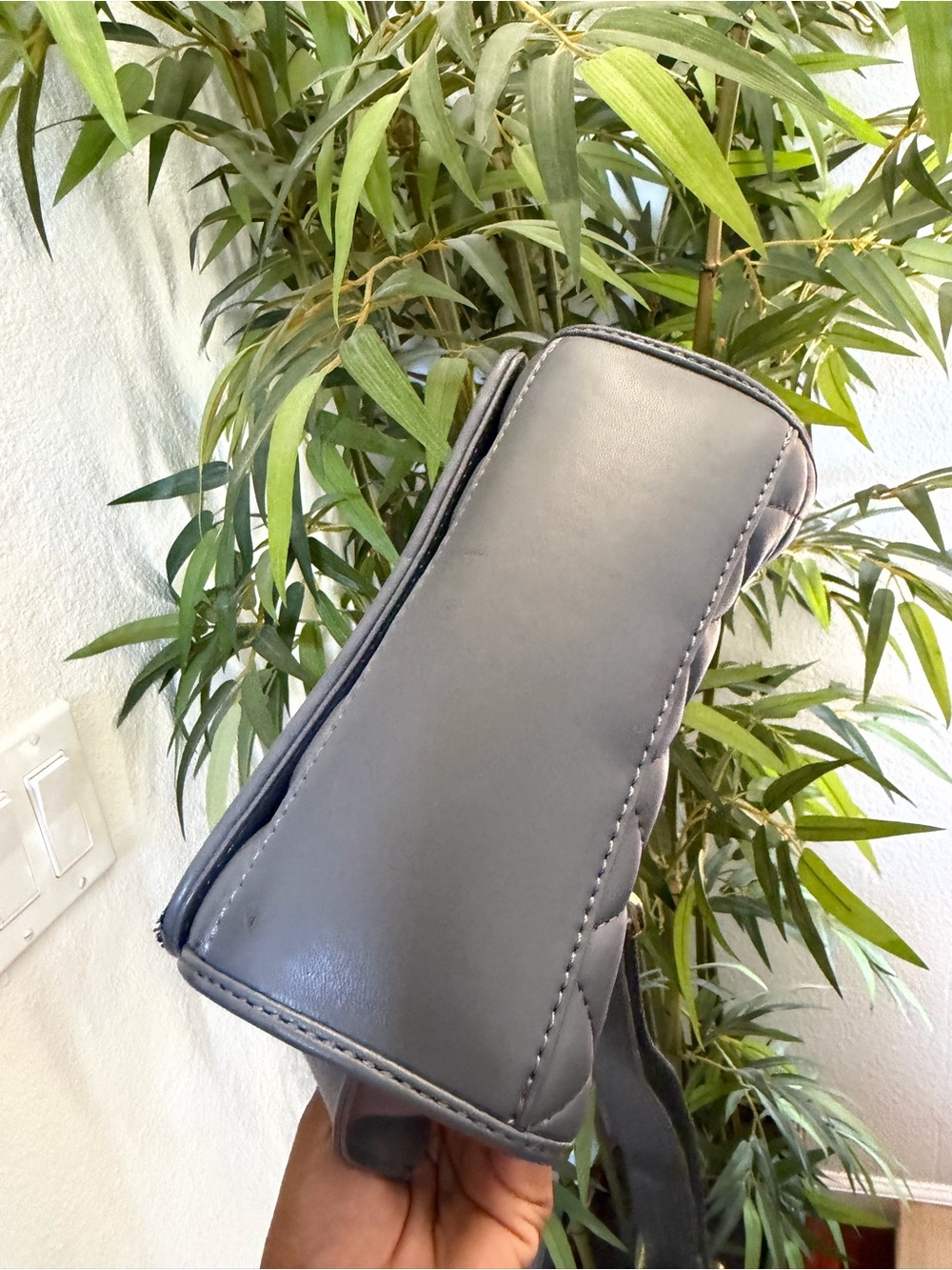 Love Moschino Quilted Gray Crossbody with Gold Logo Strap - Picture 8 of 10